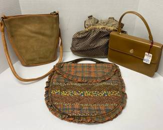 Four Vintage Purses In Earth Tones