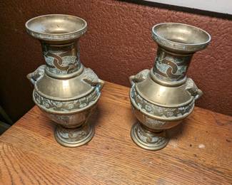 Pair of Brass Vases