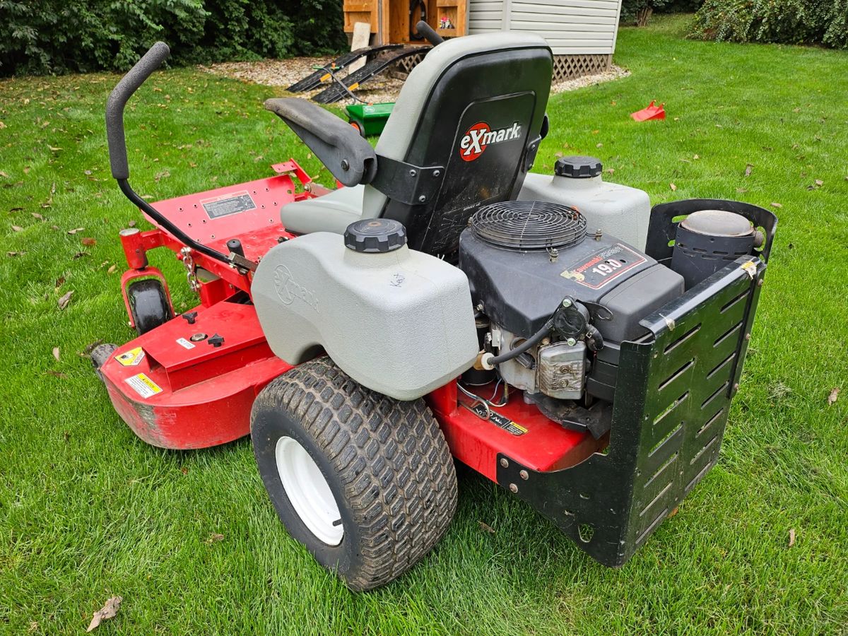 Exmark 44″ Phazer Zero-Turn Mower, 75″ Samsung starts on