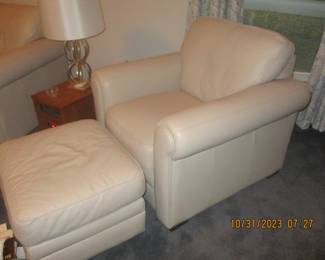 Leather chair and ottoman