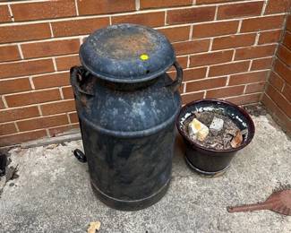 VINTAGE MILK CAN AND PLANTER