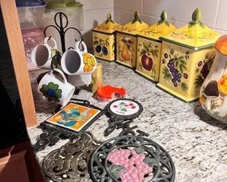CANISTER SET, TRIVETS, ETC.
