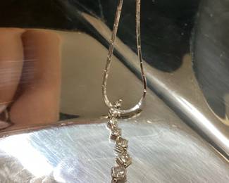 KIHE110 Diamond 14k Pendant Necklace Beautiful ZEI 14k white gold and diamond pendant necklace. Weighs approximately 4.56 grams. &nbsp;Pendant measures 1 inch long. Chain, stamped Italy, 14k measures about 9 inches.
