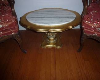 VINTAGE GILT MARBLE TOP TABLE