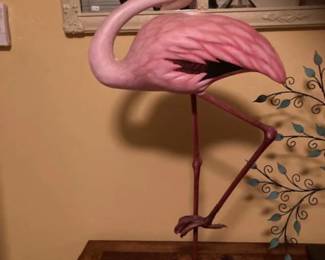 Pink Flamingo Wood Carving