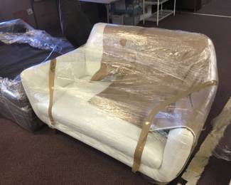 Petite White leather sofa