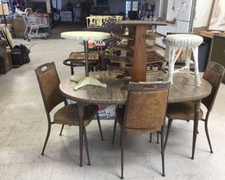 Vintage table and 4 chairs, small furniture pieces
