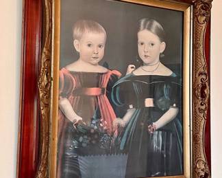 Print of American folk art painting "Two Children From Torrey Family"