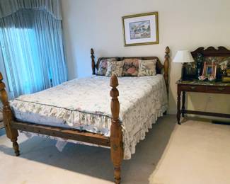 Maple bed, marble top washstand