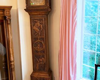 English carved grandfather clock ($300)