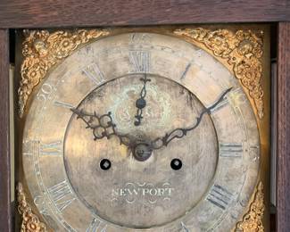 English carved grandfather clock face