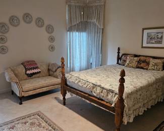 Maple Bed ($250) and Chippendale style Camelback loveseat ($100)