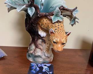 Franz Porcelain leopard vase