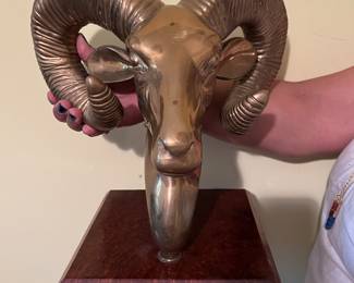 Large brass rams head