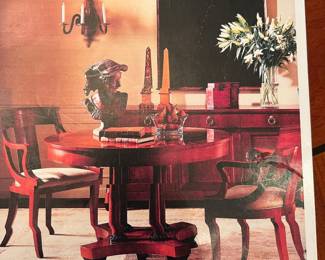 Baker beautiful round dining table cherry ebony expands to large table