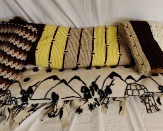 Collection of 4 hand knit blankets