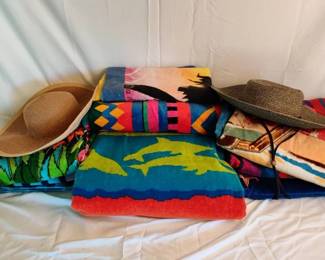 Unique Beach Towels and 2 Sun hats
