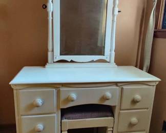 Vintage Desk with Attached Mirror
