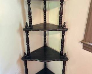 Antique 4 Shelf Wood Corner Shelf