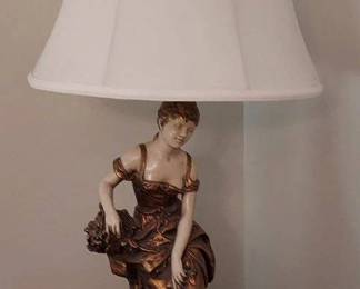 Antique French Les Ceresis Hip Moreau Plaster Table Lamp