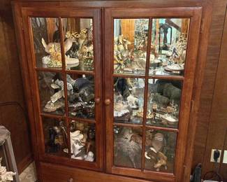 Antique Lighted Display Cabinet with Bottom Drawer