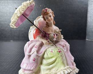 KPM Porcelain Figurine Woman Sitting with Umbrella