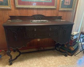 Ornately Carved Antique Mahogany Buffet