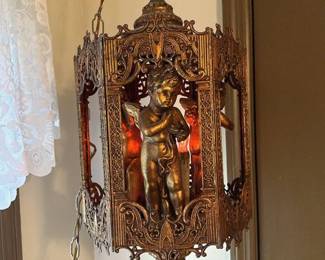 Rare Vintage Gold Cherubs Chandelier Pendant
