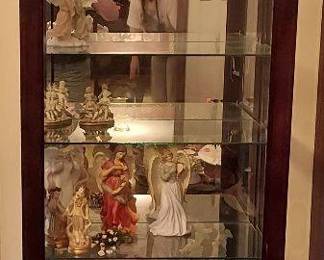 Very Nice 5 Shelf Curio Cabinet with Sliding Front Door Contents Included