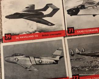 Topps 1950s T.C.G. Spotter Airplane Series Cards, set of 11