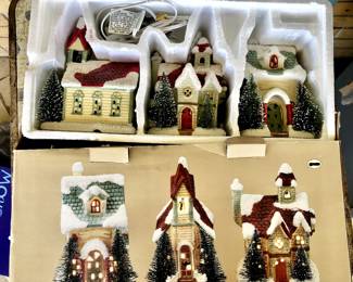 Vintage Christmas Traditions 3 Piece Lighted Christmas Village