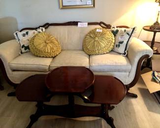 Duncan Phyfe Style / Vintage Swan Neck Sofa (spring is sticking out in back)