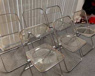 1960's Giancarlo Piretti Lucite Folding Castillo Chairs x6