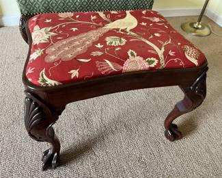103 Vintage Kittinger Chippendale Upholstered Footstoolmin