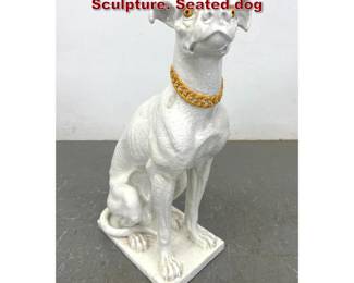 Lot 1801 Large Italian Pottery Dog Floor Sculpture. Seated dog