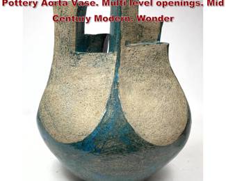 Lot 1811 Large Glazed Earthenware Studio Pottery Aorta Vase. Multi level openings. Mid Century Modern. Wonder