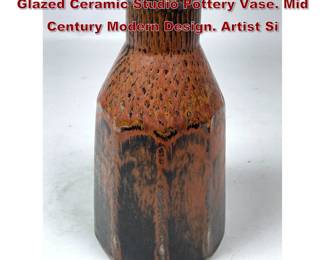 Lot 1813 Mid Century Sweden ROSTRAND Glazed Ceramic Studio Pottery Vase. Mid Century Modern Design. Artist Si