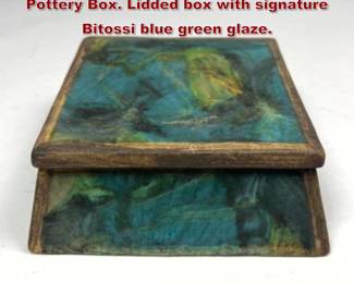 Lot 1816 BITOSSI Italian Mid Century Glazed Pottery Box. Lidded box with signature Bitossi blue green glaze. 