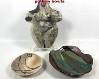 Lot 1819 Pottery Venus woman with 2 pottery bowls