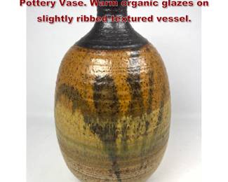 Lot 1828 Large RAYMOND GALLUCCI Studio Pottery Vase. Warm organic glazes on slightly ribbed textured vessel. 