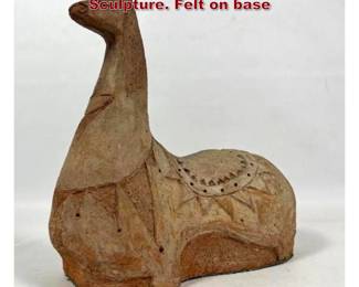 Lot 1836 Studio Pottery Llama Figure Sculpture. Felt on base