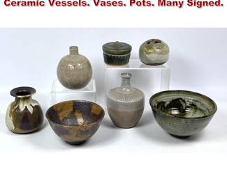 Lot 1840 7pc Mid Century American Studio Ceramic Vessels. Vases. Pots. Many Signed. 