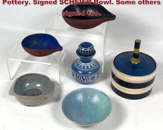 Lot 1841 6pc Grouping of Mid Century Art Pottery. Signed SCHEIER Bowl. Some others signed too. 