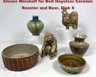 Lot 1842 Mid Century Modern Pottery Lot. Eliezer Weishoff for Beit Hayotser Ceramic Rooster and Bear, Dick S