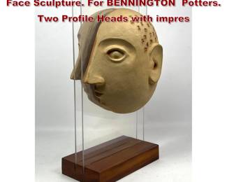 Lot 1846 Mid Century DAVID GIL Pottery Face Sculpture. For BENNINGTON Potters. Two Profile Heads with impres