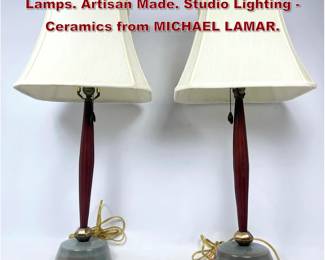 Lot 1856 Pr ALTAMIRA Art Pottery Table Lamps. Artisan Made. Studio Lighting Ceramics from MICHAEL LAMAR.