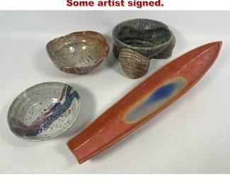 Lot 1866 Miscellaneous four pottery bowls. Some artist signed.