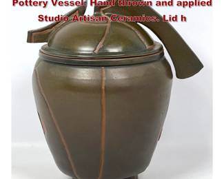 Lot 1870 1984 DARLINGTON signed Glazed Pottery Vessel. Hand thrown and applied Studio Artisan Ceramics. Lid h