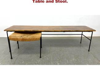 Lot 1885 Arthur Umanoff Iron Slat Bench Table and Stool. 