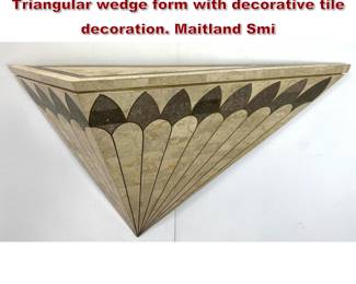 Lot 1892 Marble Tesserae Tile Wall Shelf. Triangular wedge form with decorative tile decoration. Maitland Smi